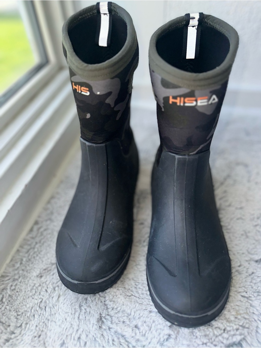 HISEA Kids Waterproof Camo Boots | Neoprene Rubber | Size US 8 EU 37
